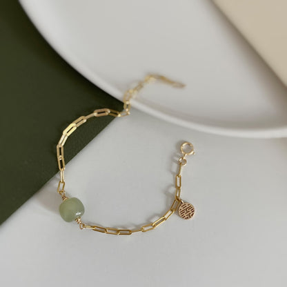 Transshipment Bead Jade Double Happiness Bracelet for Women