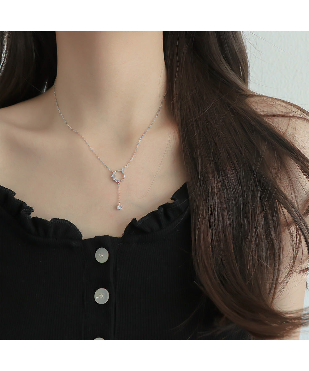 Deeply Passionate Circle Tassel Zircon Necklace for Women