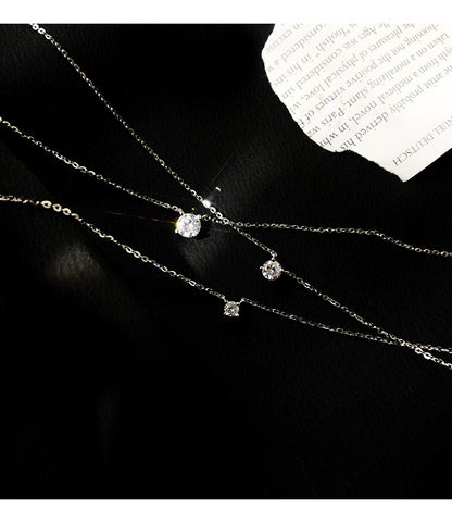 Single Diamond Necklace for Women, Niche Design