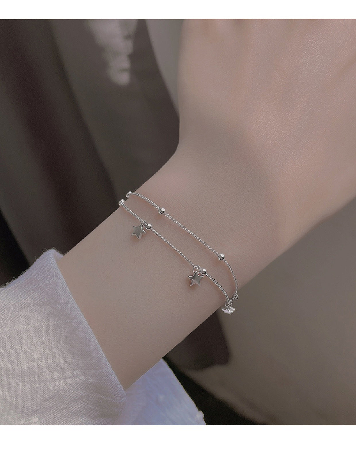 Five-Pointed Star Round Bead Double-Layer Bracelet Jewelry