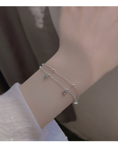 Five-Pointed Star Round Bead Double-Layer Bracelet Jewelry