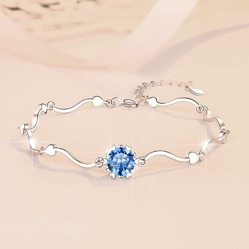 Korean Fashion Moissanite Jewelry Snowflake D Color 1 Carat Hand Jewelry S925 Sterling Silver Bracelet for Women