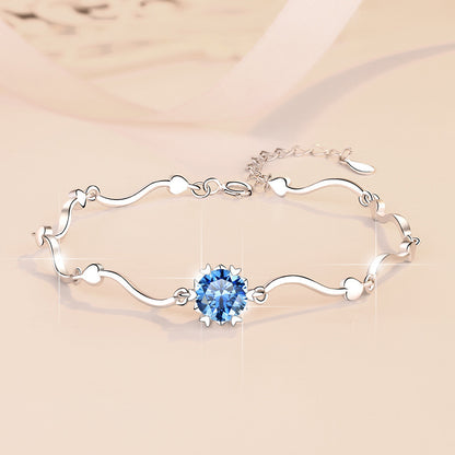 Korean Fashion Moissanite Jewelry Snowflake D Color 1 Carat Hand Jewelry S925 Sterling Silver Bracelet for Women