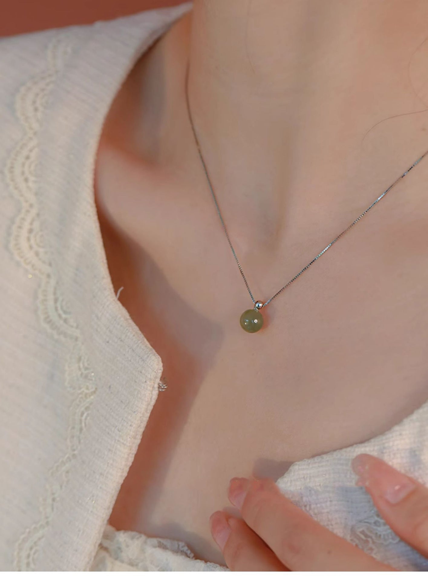 Lake Green Hetian Jade Necklace for Women