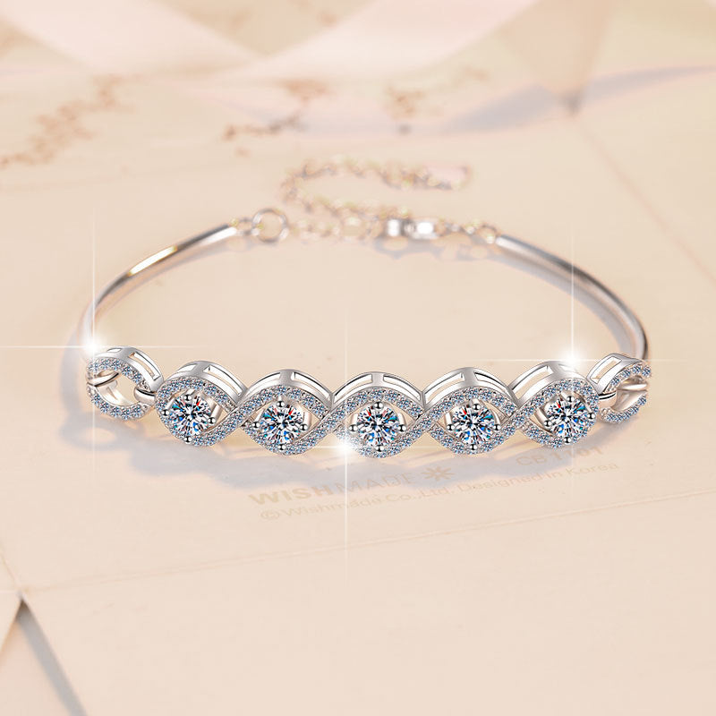 European and American S925 Sterling Silver Jewelry Fashion High-end Starry Sky Bracelet Cross-border Source Moissanite Bracelet