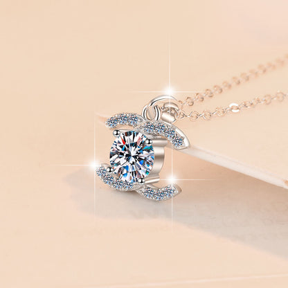 S925 Silver Moissanite Pendant Clavicle Chain Fashion Versatile Jewelry  High-End Pure Silver Necklace