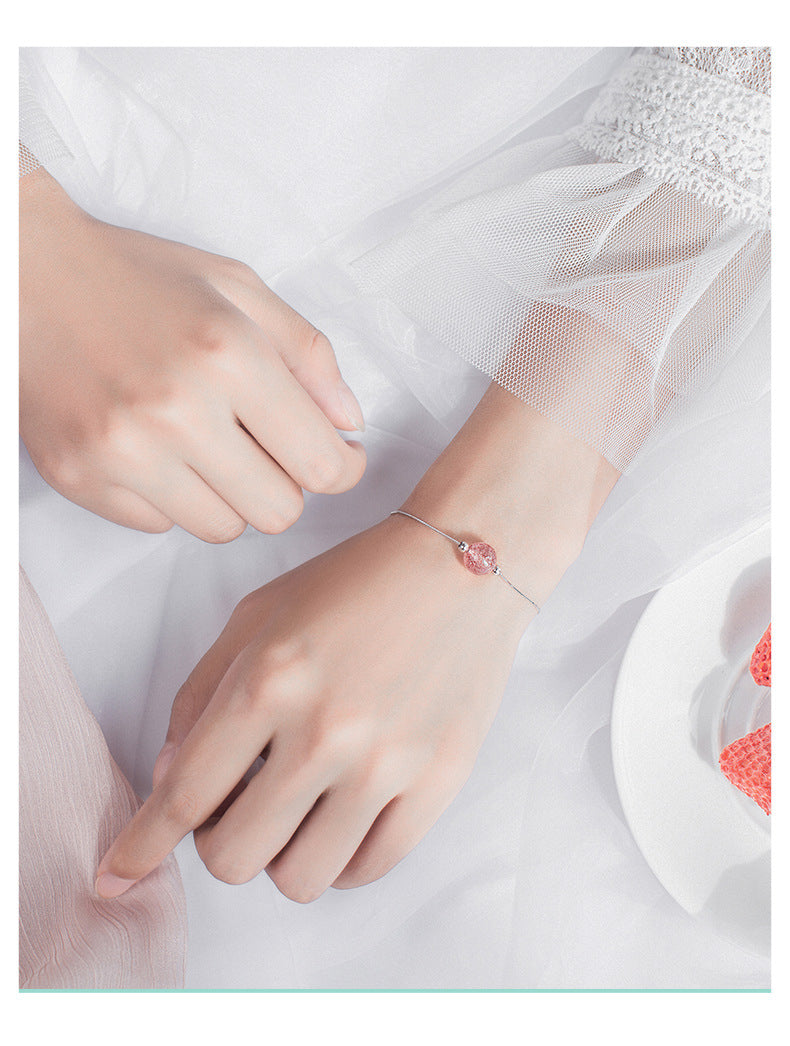 Strawberry Crystal Bracelet Women's High-end Niche Design