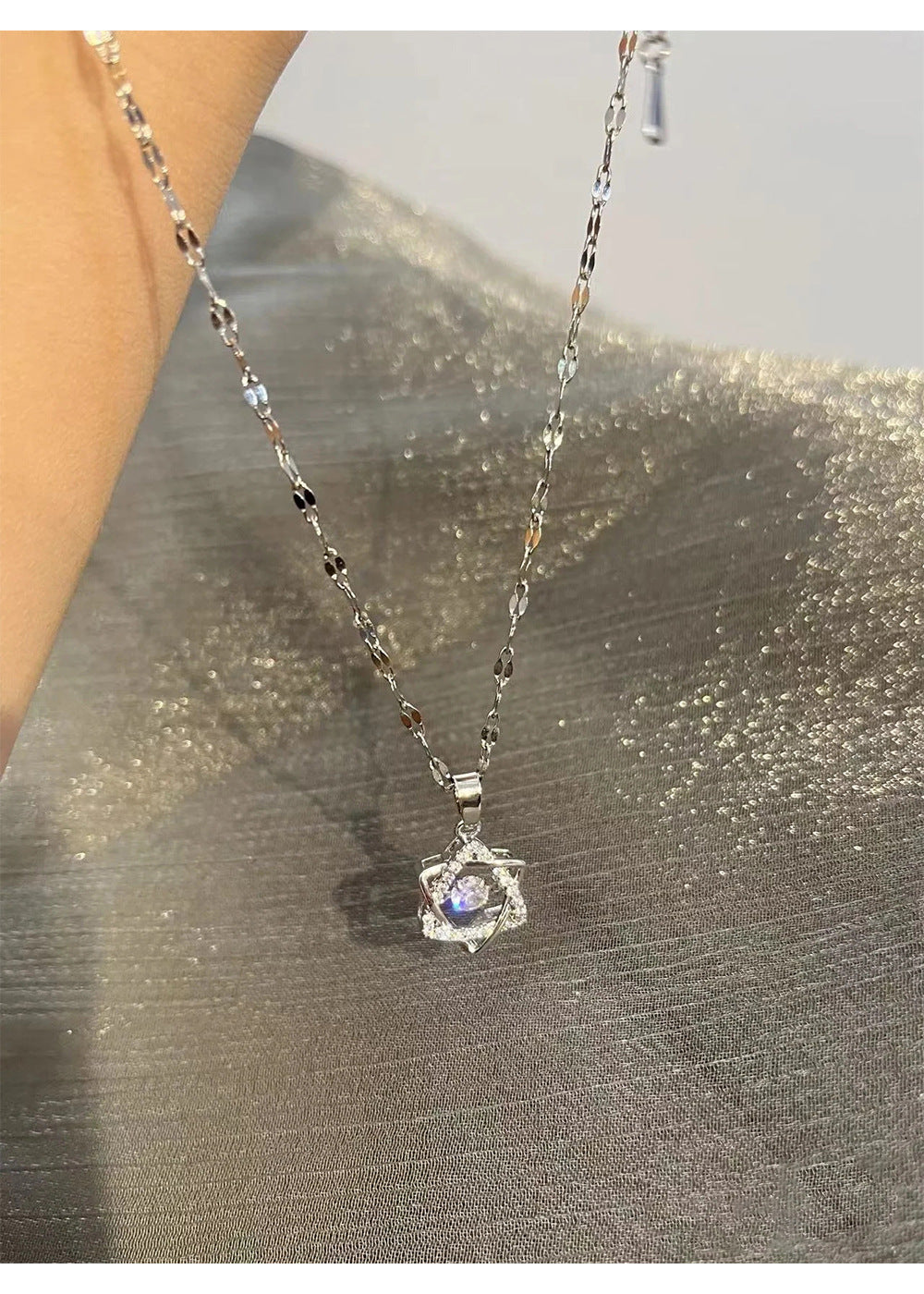 Beating Heart Heartbeat Hexagram Necklace for Women