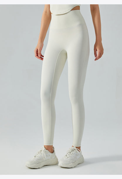 Women's High Waist Yoga Leggings - Double-sided Brushed Booty Lifting Fitness Pants for Running & Sports Green Brown White