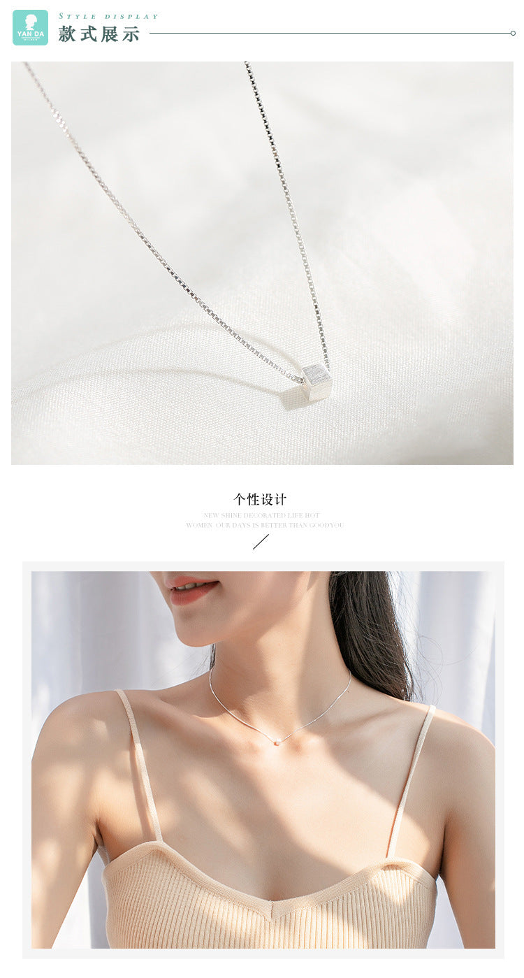 Simple Geometric Sugar Cube Necklace for Women