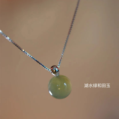 Lake Green Hetian Jade Necklace for Women