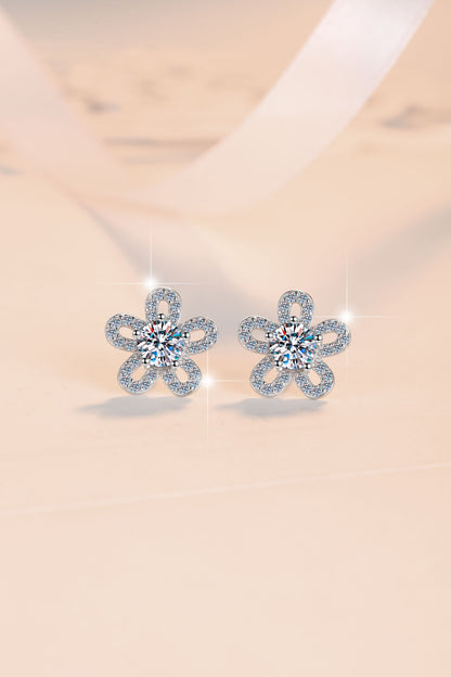 S925 Sterling Silver Earrings Floral Five-Leaf Clover Micro Pave Niche Design High-End Moissanite Women's Earrings