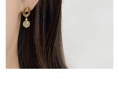 Hetian Jade Yang Green Earrings for Women New Chinese Style