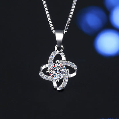 S925 Sterling Silver Necklace for Women Fashionable Versatile Four-Leaf Clover Windmill Pendant High-End Clavicle Chain Wholesale Cross-Border
