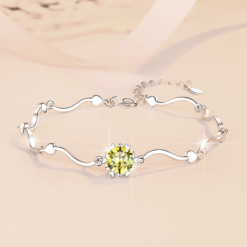 Korean Fashion Moissanite Jewelry Snowflake D Color 1 Carat Hand Jewelry S925 Sterling Silver Bracelet for Women