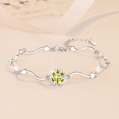 Korean Fashion Moissanite Jewelry Snowflake D Color 1 Carat Hand Jewelry S925 Sterling Silver Bracelet for Women