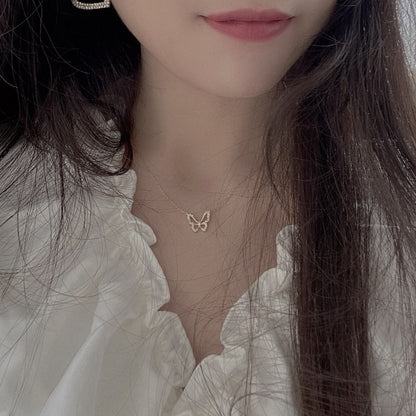 Inlaid Diamond Butterfly Necklace for Women