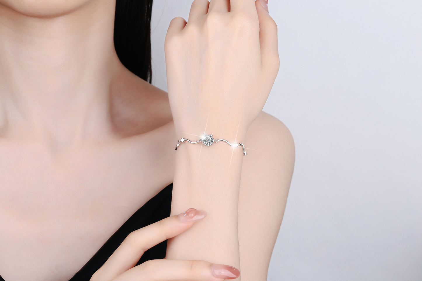 Korean Fashion Moissanite Jewelry Snowflake D Color 1 Carat Hand Jewelry S925 Sterling Silver Bracelet for Women