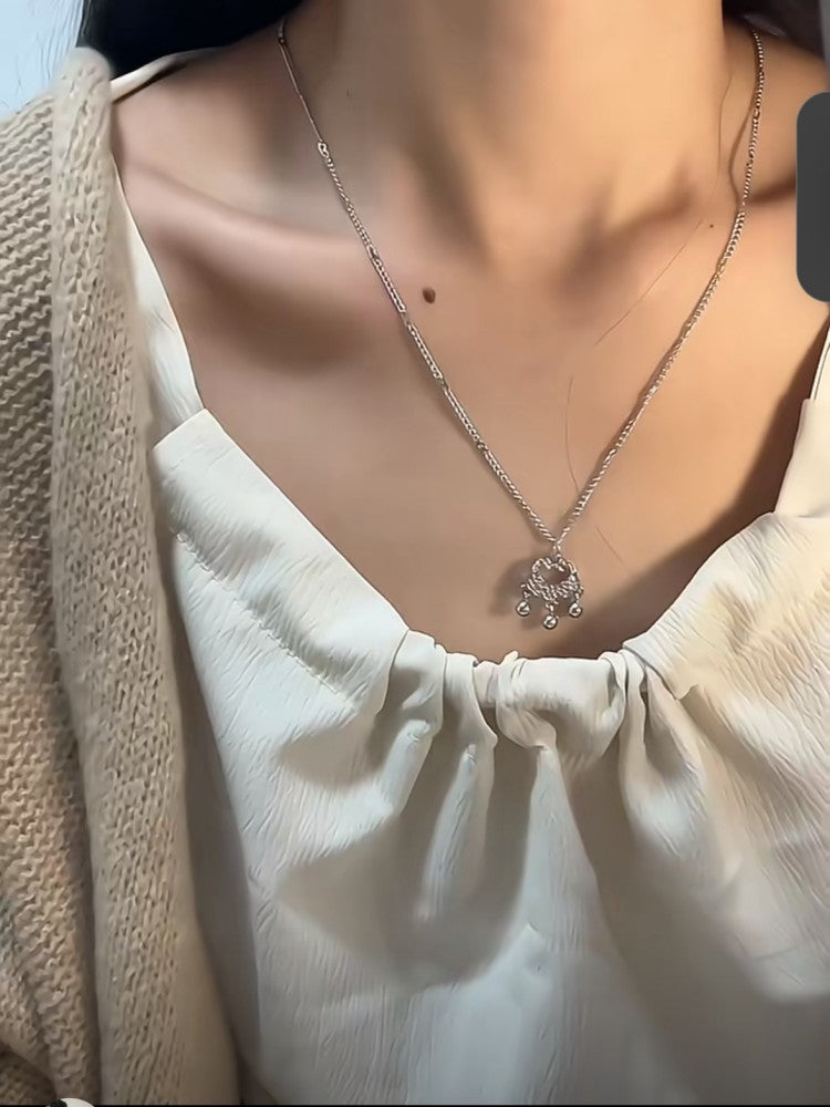 Full Diamond Bell Peace Lock Chain for Women