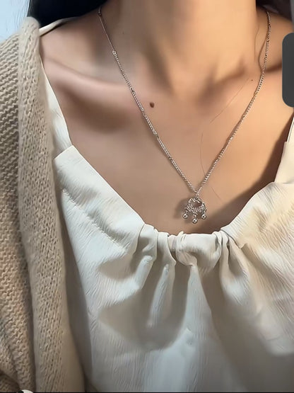 Full Diamond Bell Peace Lock Chain for Women
