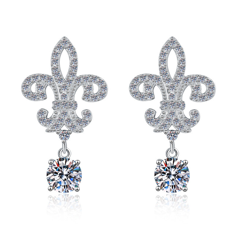 Trident S925 Sterling Silver Earrings for Women, High-end Earrings with 1 Carat D Color Moissanite