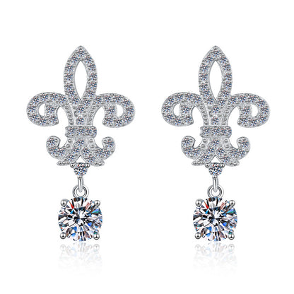 Trident S925 Sterling Silver Earrings for Women, High-end Earrings with 1 Carat D Color Moissanite