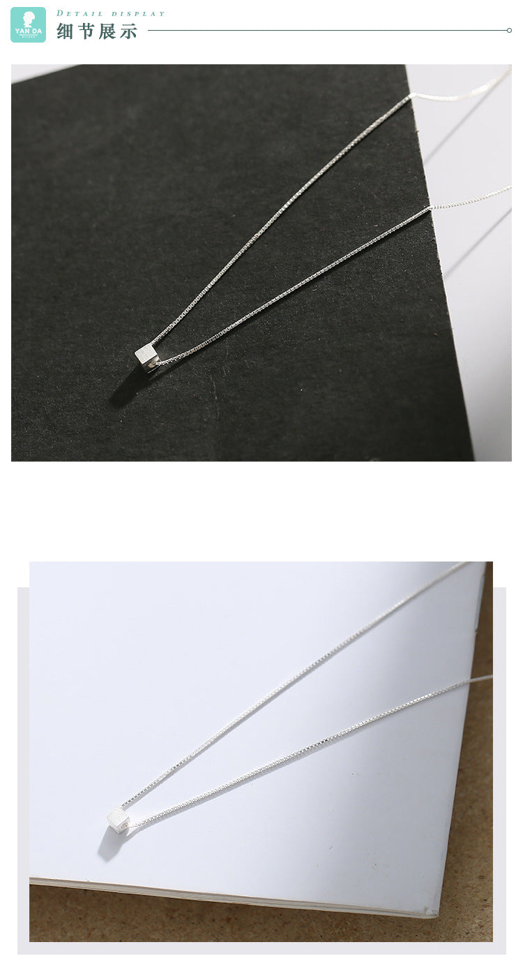 Simple Geometric Sugar Cube Necklace for Women