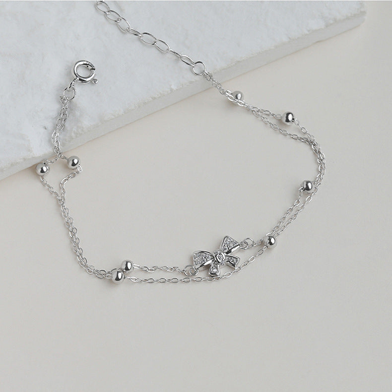 Butterfly Knot Double Layer Bracelet for Women, Ins Style
