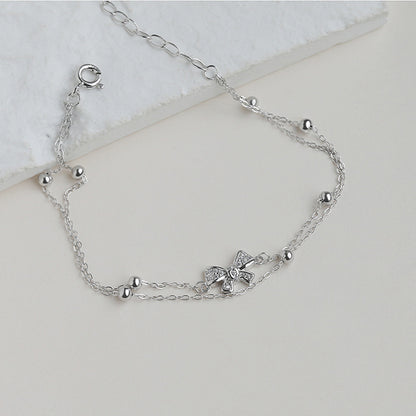 Butterfly Knot Double Layer Bracelet for Women, Ins Style