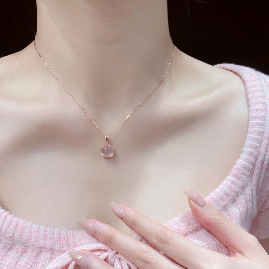 Cherry Blossom Pink Crystal Necklace for Women