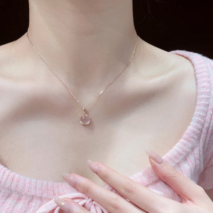 Cherry Blossom Pink Crystal Necklace for Women