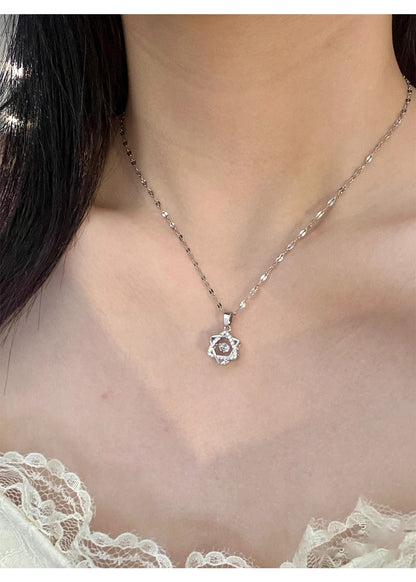 Beating Heart Heartbeat Hexagram Necklace for Women