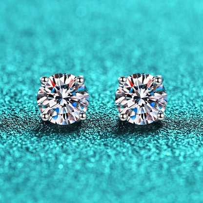 S925 Sterling Silver Fashion Simple Classic Four-Prong Earrings Moissanite Stud Earrings for Women