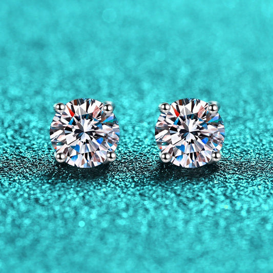 S925 Sterling Silver Fashion Simple Classic Four-Prong Earrings Moissanite Stud Earrings for Women
