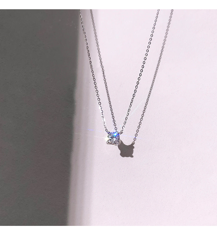 Single Diamond Necklace for Women Niche Design