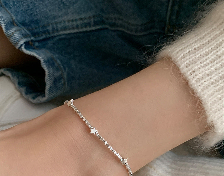 Broken Silver Five-Pointed Star Bracelet for Women Fashionable