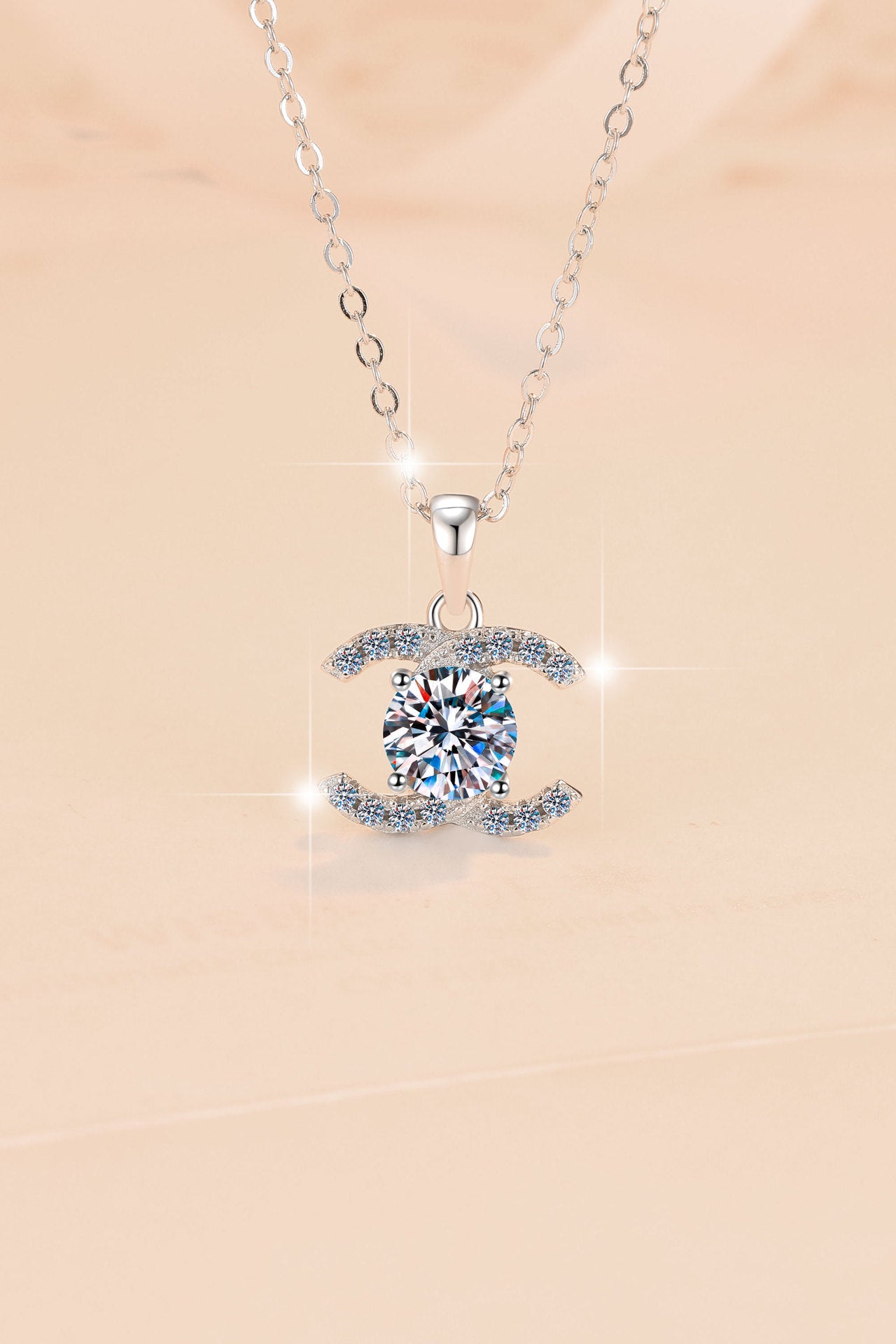 S925 Silver Moissanite Pendant Clavicle Chain Fashion Versatile Jewelry  High-End Pure Silver Necklace