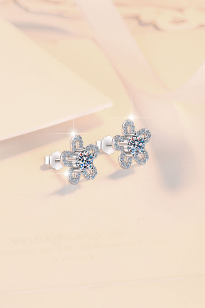 S925 Sterling Silver Earrings Floral Five-Leaf Clover Micro Pave Niche Design High-End Moissanite Women's Earrings