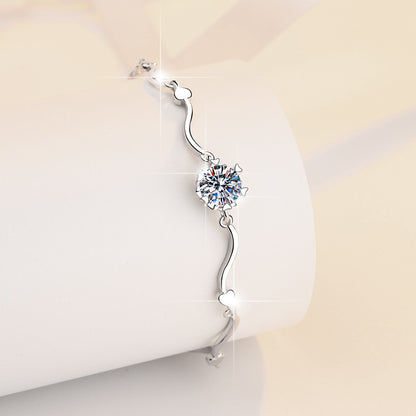 Korean Fashion Moissanite Jewelry Snowflake D Color 1 Carat Hand Jewelry S925 Sterling Silver Bracelet for Women
