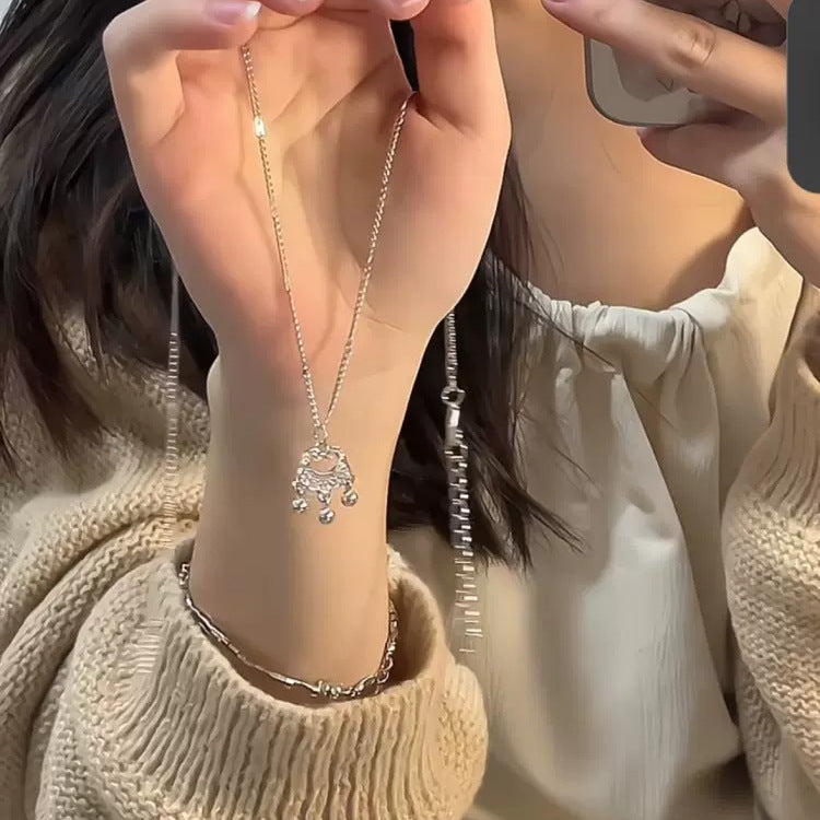 Full Diamond Bell Peace Lock Chain for Women