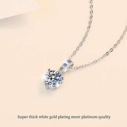 Live Cross-Border Hot-Selling Moissanite Necklace Elegant Versatile Light Luxury High-End Feel Women's S925 Sterling Silver Collarbone Chain