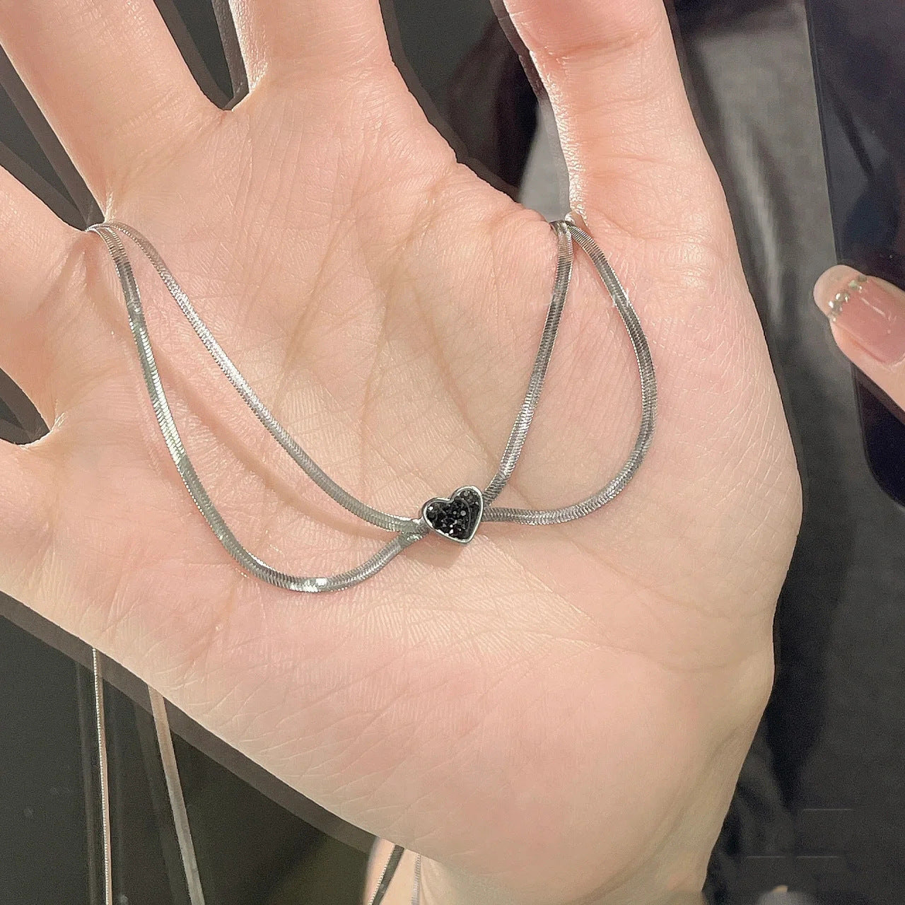Dark Heart Double Layer Necklace for Women