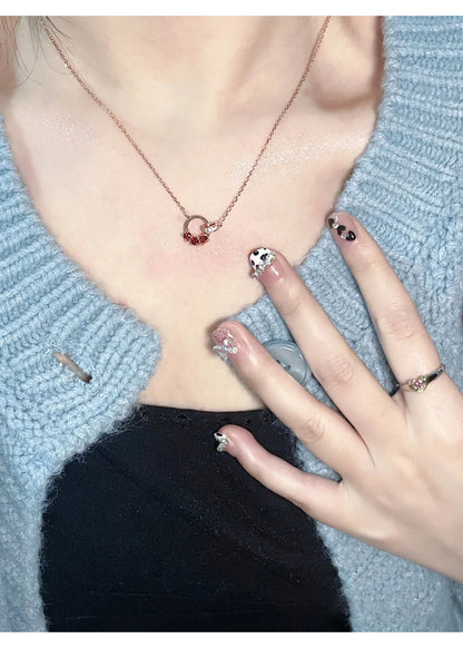 Interlocking Garnet Necklace for Women Chain Jewelry