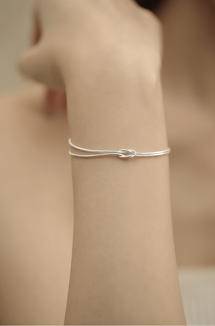 Knotted Double Layer Snake Bone Bracelet for Women