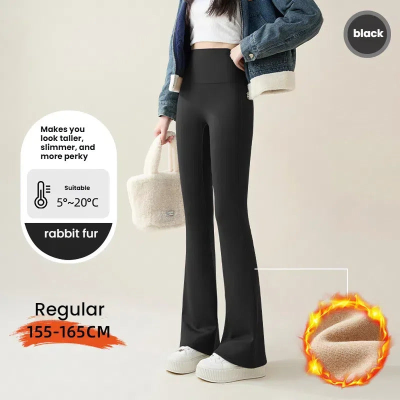High Waist Flare Leggings Women Winter Fleece Lined Tummy Control Butt Lift Yoga Pants Stretchy Casual Bootcut Palazzo Trousers