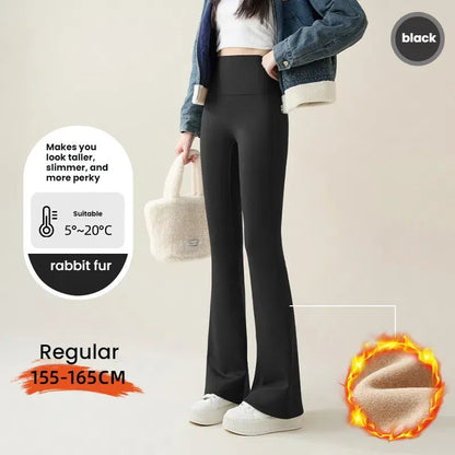 High Waist Flare Leggings Women Winter Fleece Lined Tummy Control Butt Lift Yoga Pants Stretchy Casual Bootcut Palazzo Trousers
