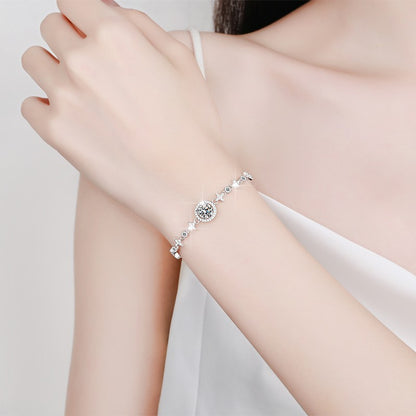 s925Sterling Silver Bracelet Adjustable Push-Pull Beads High-End Fashion Jewelry Manufacturer Wholesale Moissanite Women's Jewelry Cross-Border