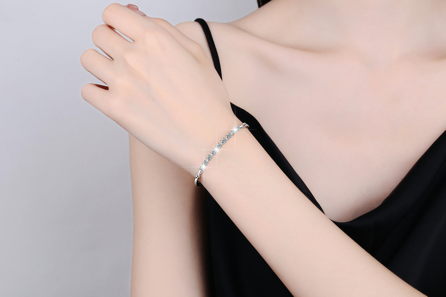 Colorful Moissanite Bracelet Fashion Adjustable D Color 0.1ct Bracelet Wholesale S925 Sterling Silver Women's Bracelet
