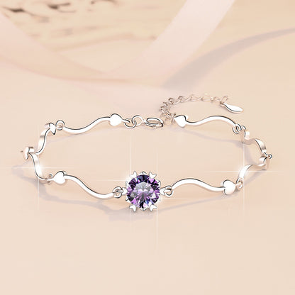 Korean Fashion Moissanite Jewelry Snowflake D Color 1 Carat Hand Jewelry S925 Sterling Silver Bracelet for Women