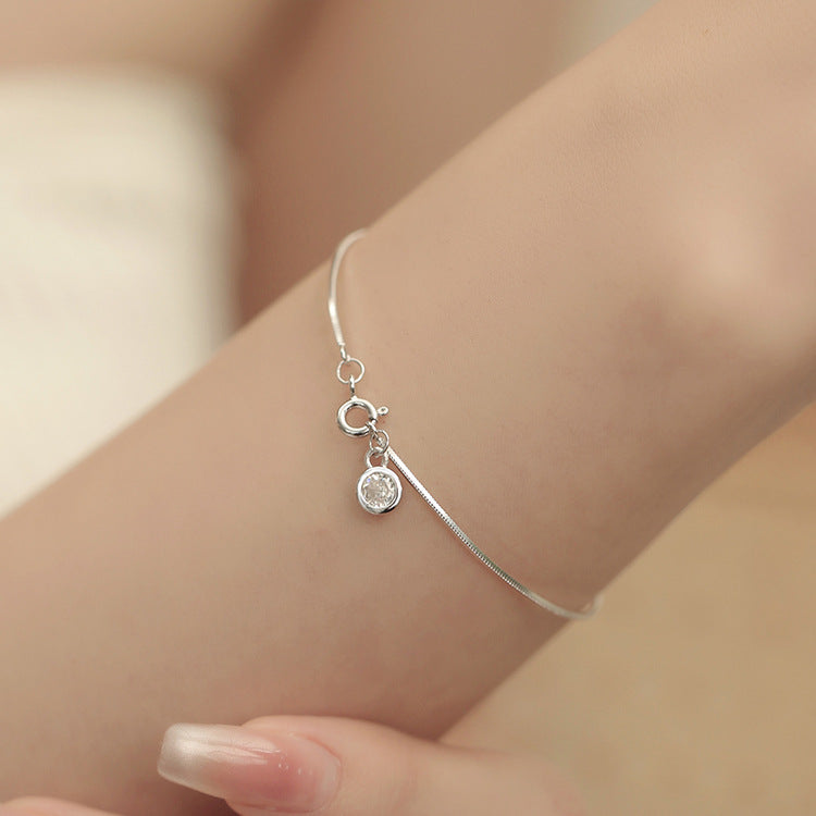 Single Diamond Snake Bone Bracelet for Women Fashion Simple Ins Style